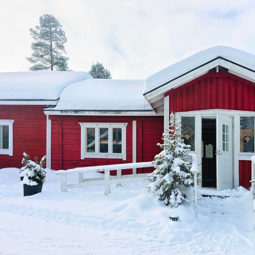 Snow-covered rural home