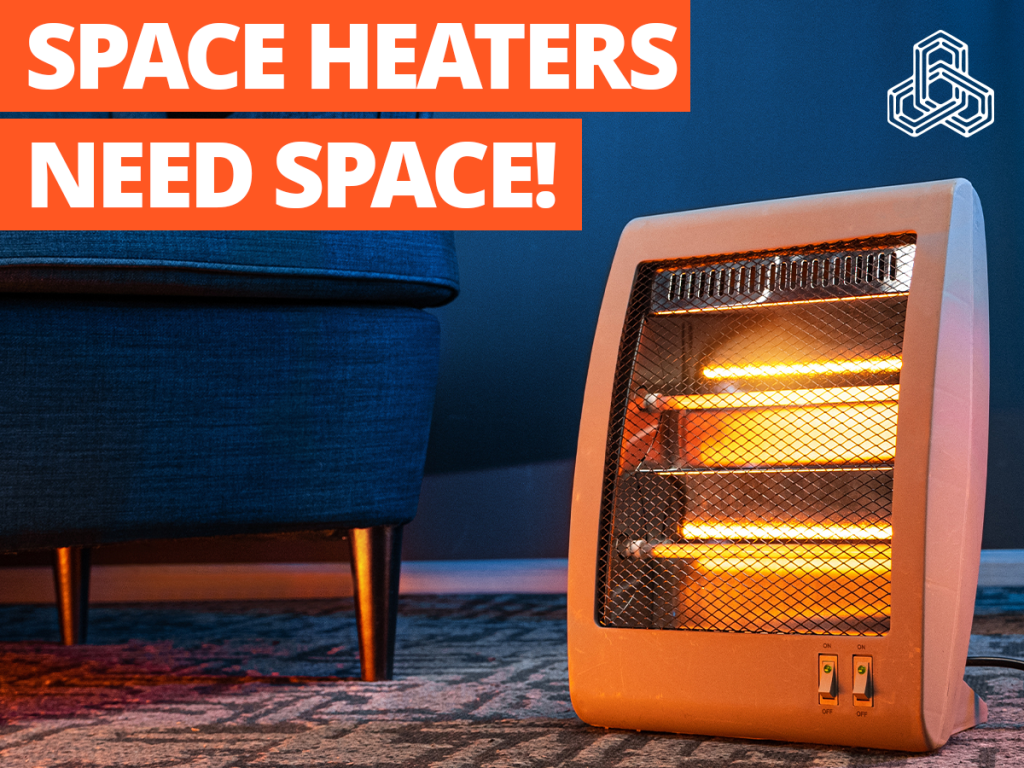 Space heaters drying interior after water damage