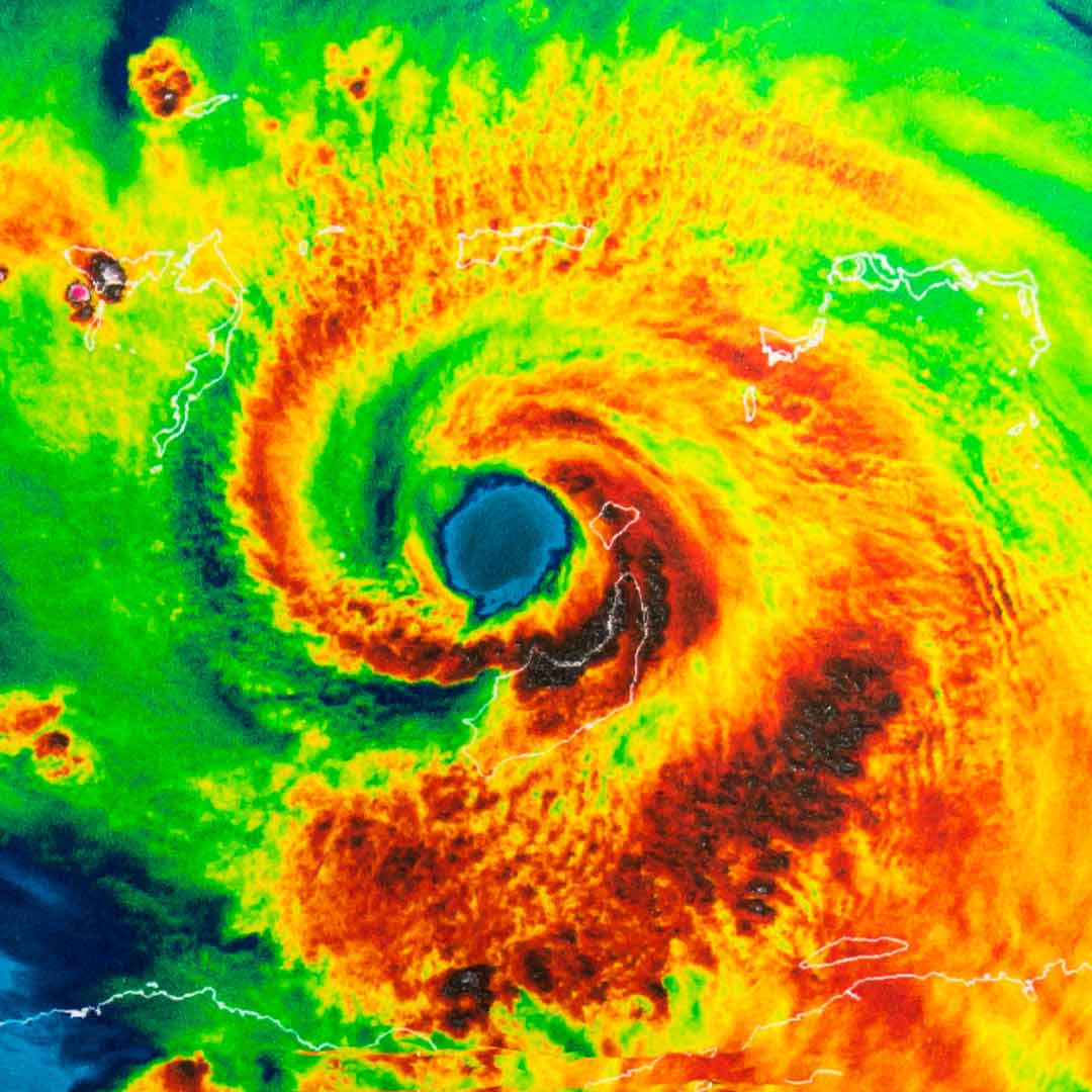 Satellite image of hurricane storm system