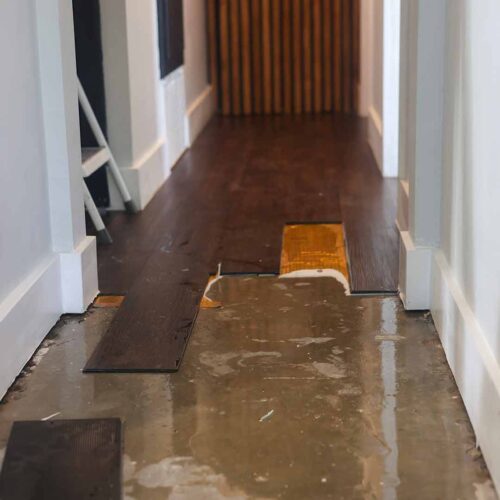 Flooded hallway inside home