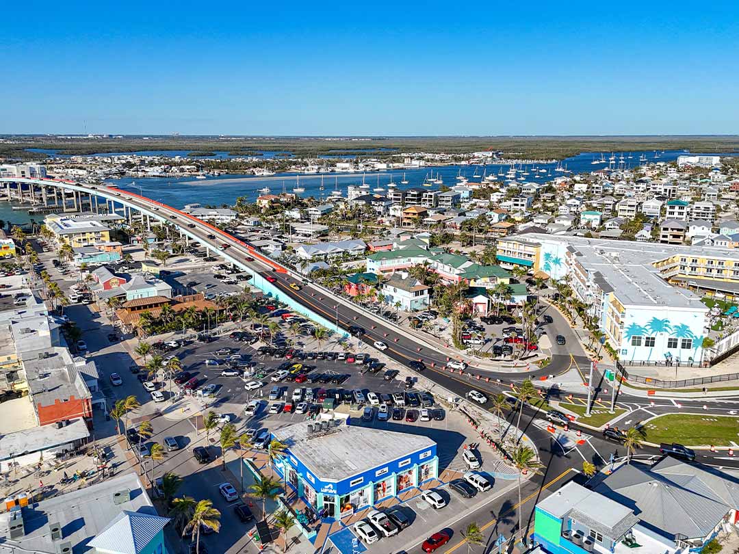 Aerial view of coastal city and marina in St Petersburg, Florida